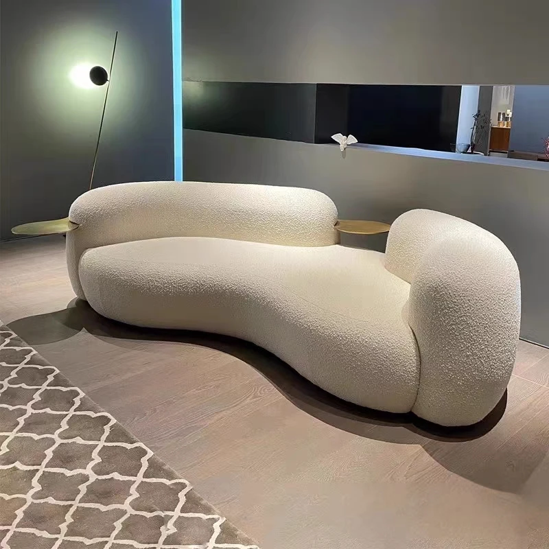 

Custom Nordic light luxury lamb velvet sofa minimalist creative three cream style reception sofa