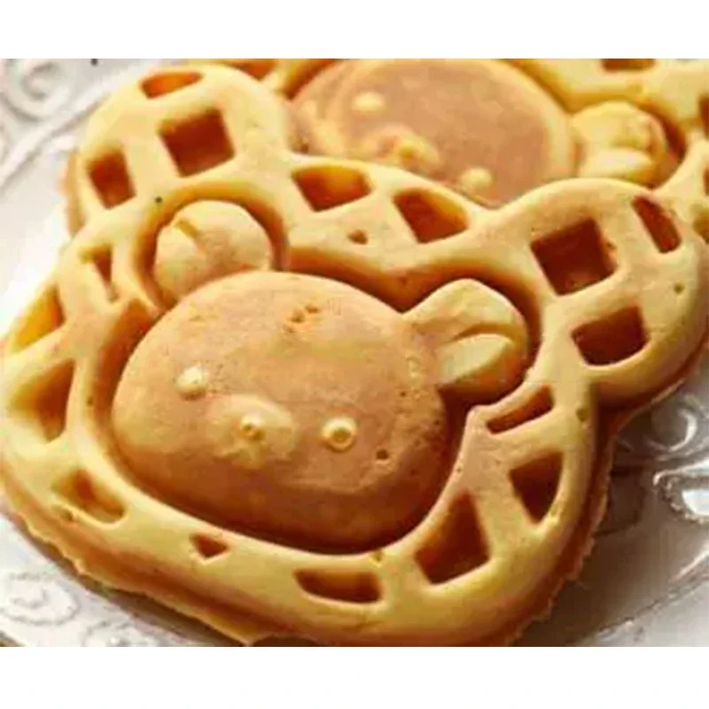 

220V Cartoon Kitten/Bear-Shaped Waffle Maker, 1.5 kW Electric Waffle Maker, Stainless Steel Custom Mold Waffle Maker