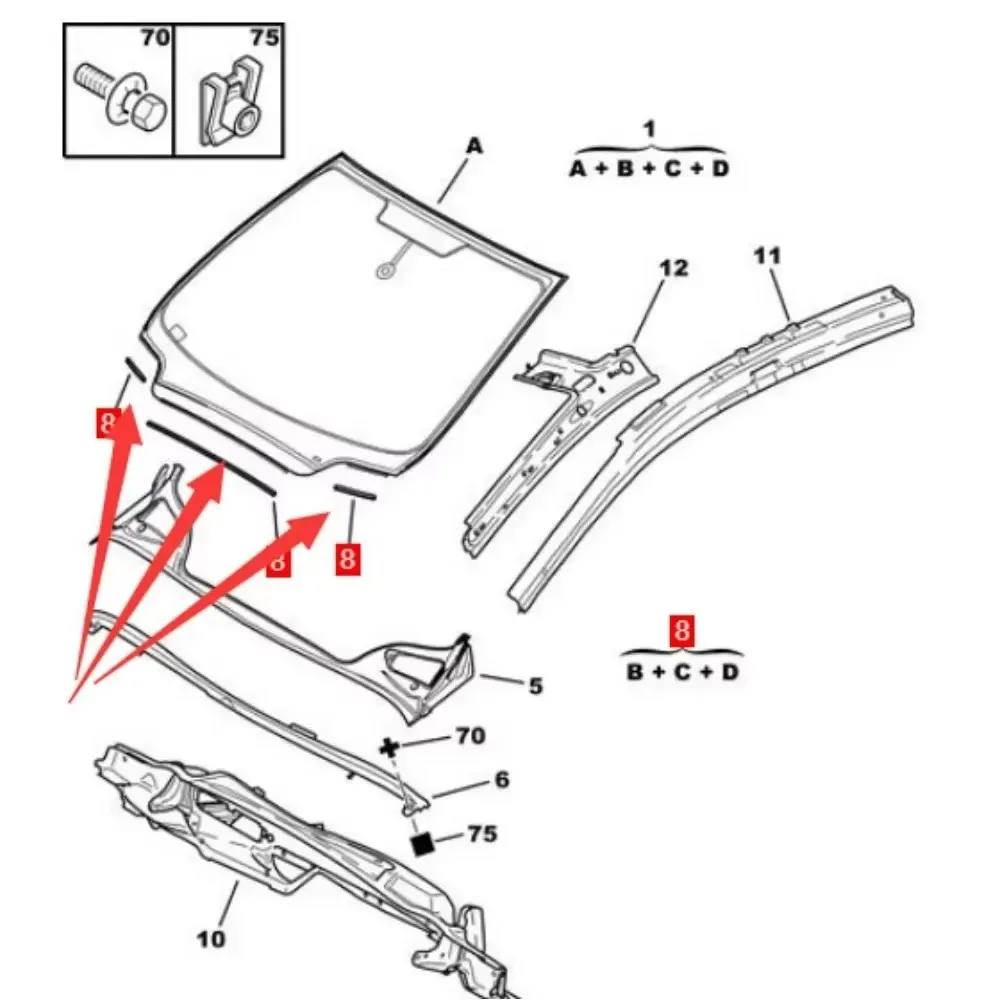 8251L3 Front Windshield Pressure Strip for Peugeot 307 307CC 307SW for Citroen C4 8251.L3 8251 L3