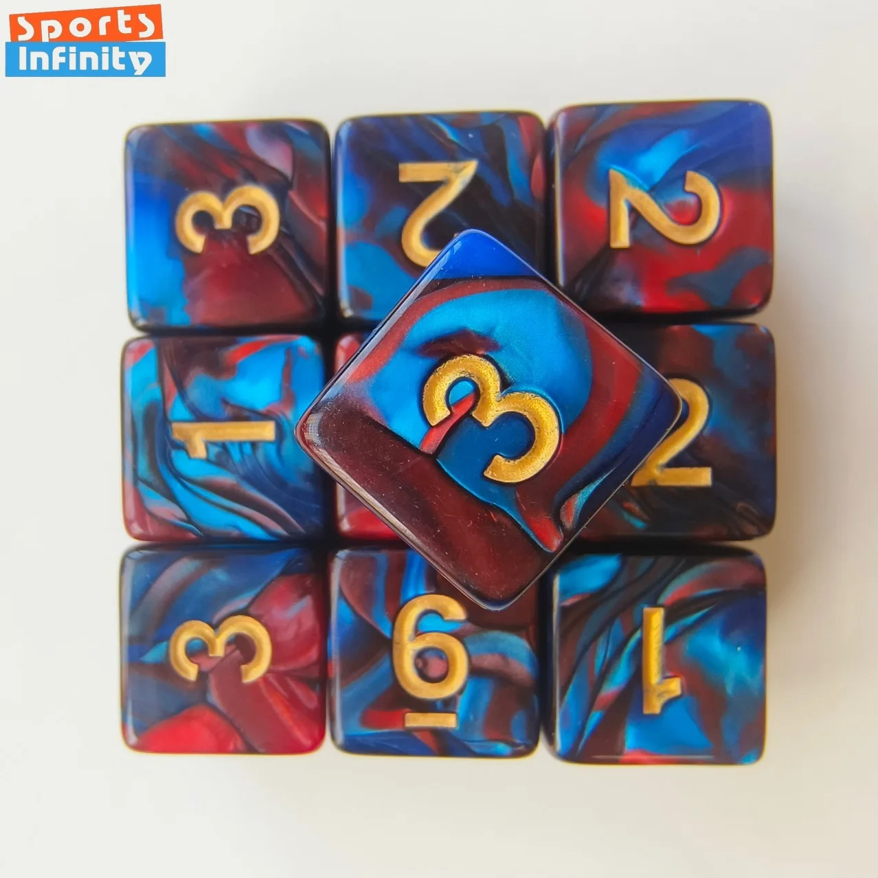 

10 шт./компл., 16 мм, прямоугольные, двухцветные, цифровые игральные кости, цветные, акриловые, D6, развлекательные кости COC, Rpg, набор игральных костей с номером