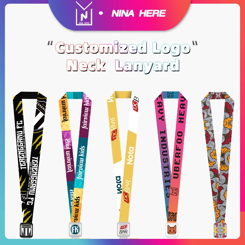 Custom Plastic Hard ID Badge Holders With Lanyards Key chain Strap Logo Printing For Students/Business/Staff High Quality