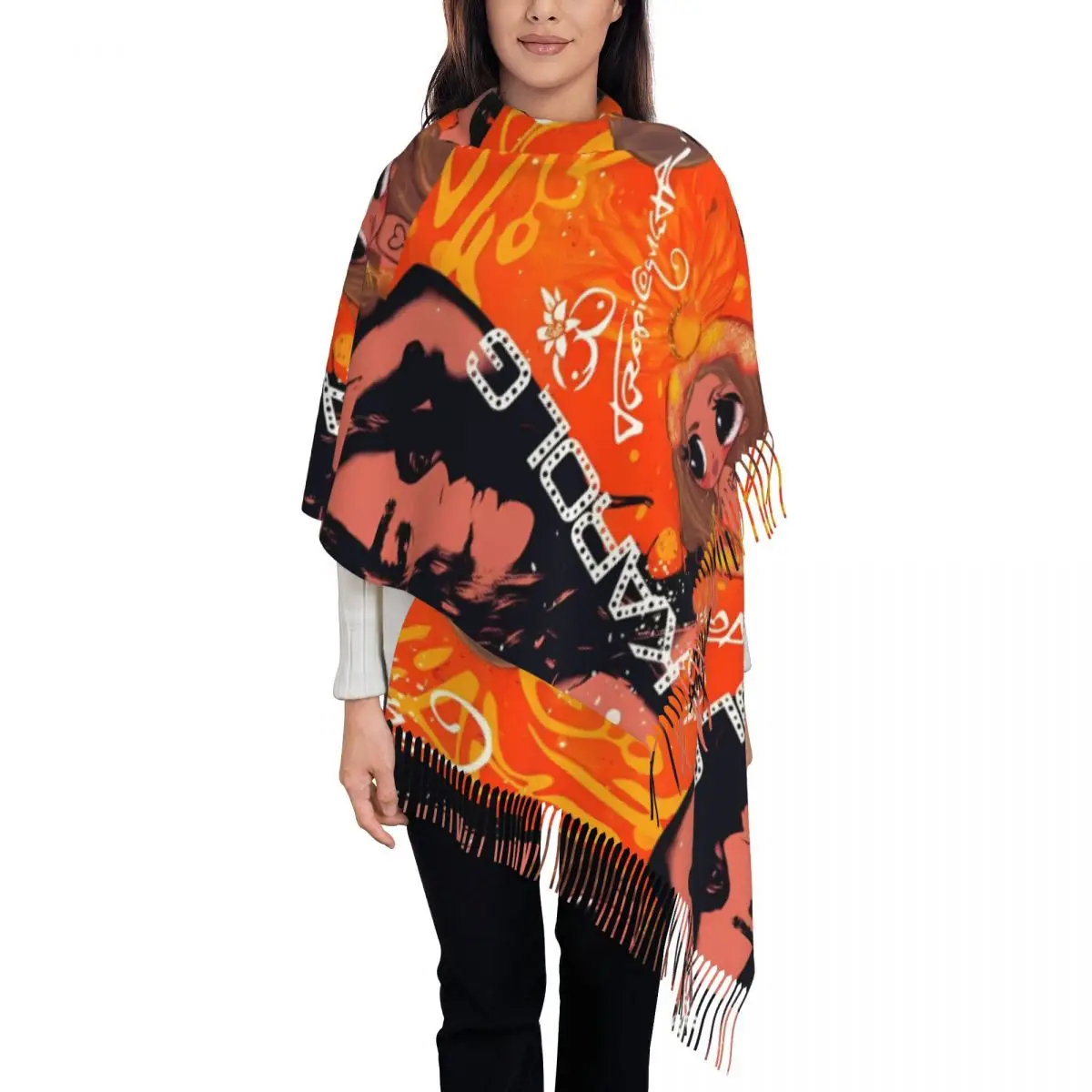 

Singer Karol G Tropicoqueta шаль для женщин зимний большой мягкий шарф Latina Foreva Pashminas шарфы с кисточками