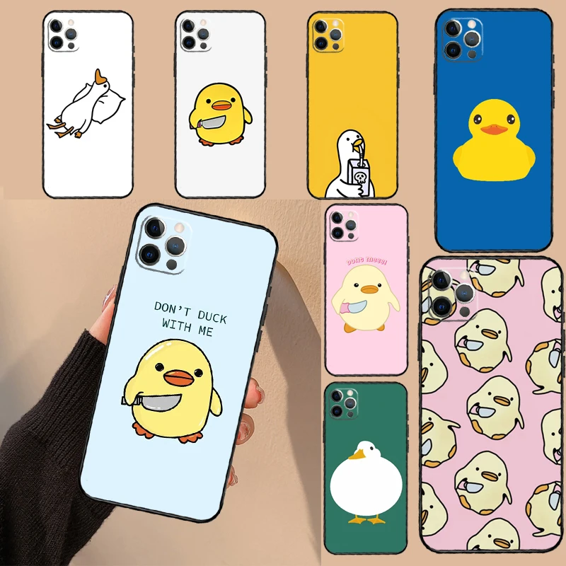 Funda de teléfono con cuchillo de pato de dibujos animados para iPhone 17 16 15 14 13 11 12 Pro Max mini 16 Plus 16e 17 cubierta protectora de aire