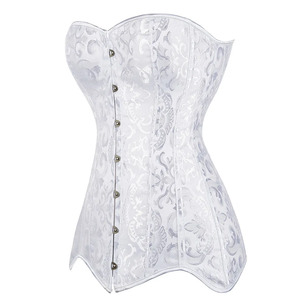 Women Sexy Corset Gothic Long Torso Corsets Satin Black Overbust Waist Training Bustier Shapewear Cincher Plus Size Corselet