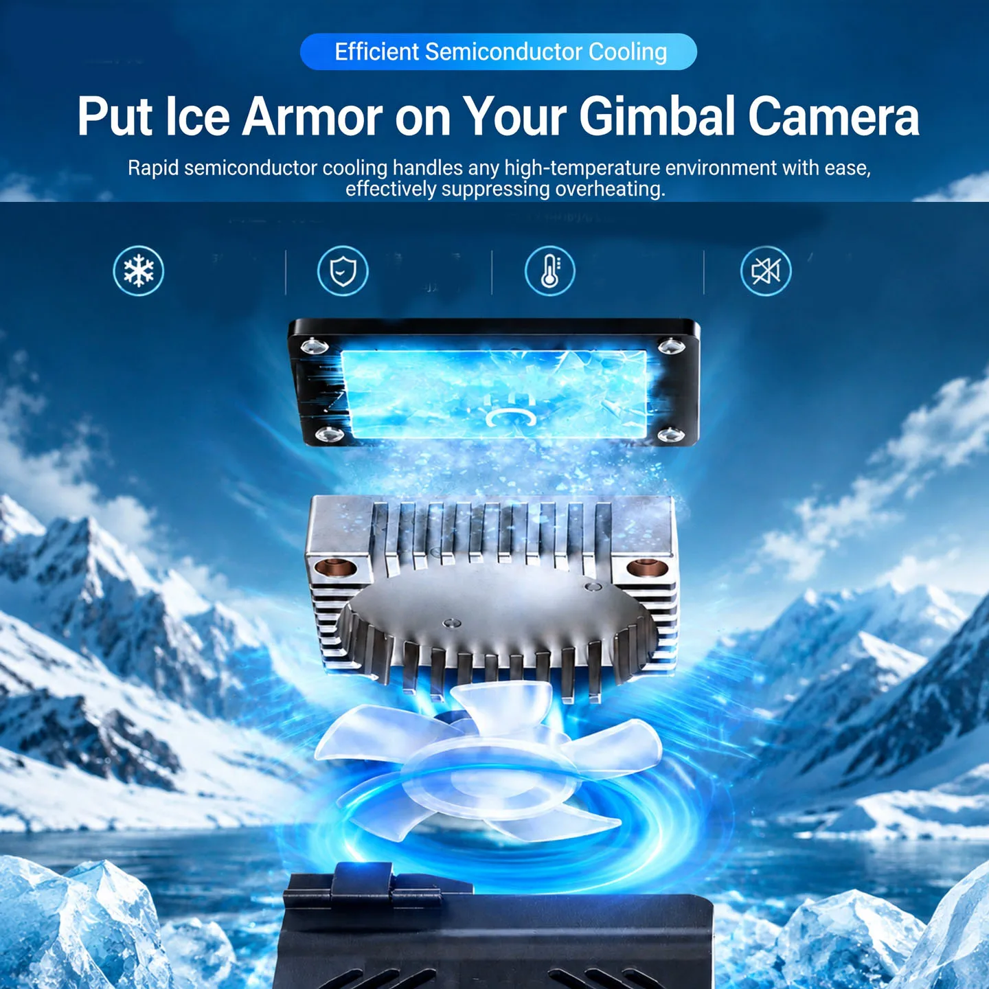 For DJI Pocket 4Pro/ 4/3 Handheld Camera Semiconductor Quick Release Cooling Fan 4500RPM Quiet 42dB Type‑C Powered Quick Release