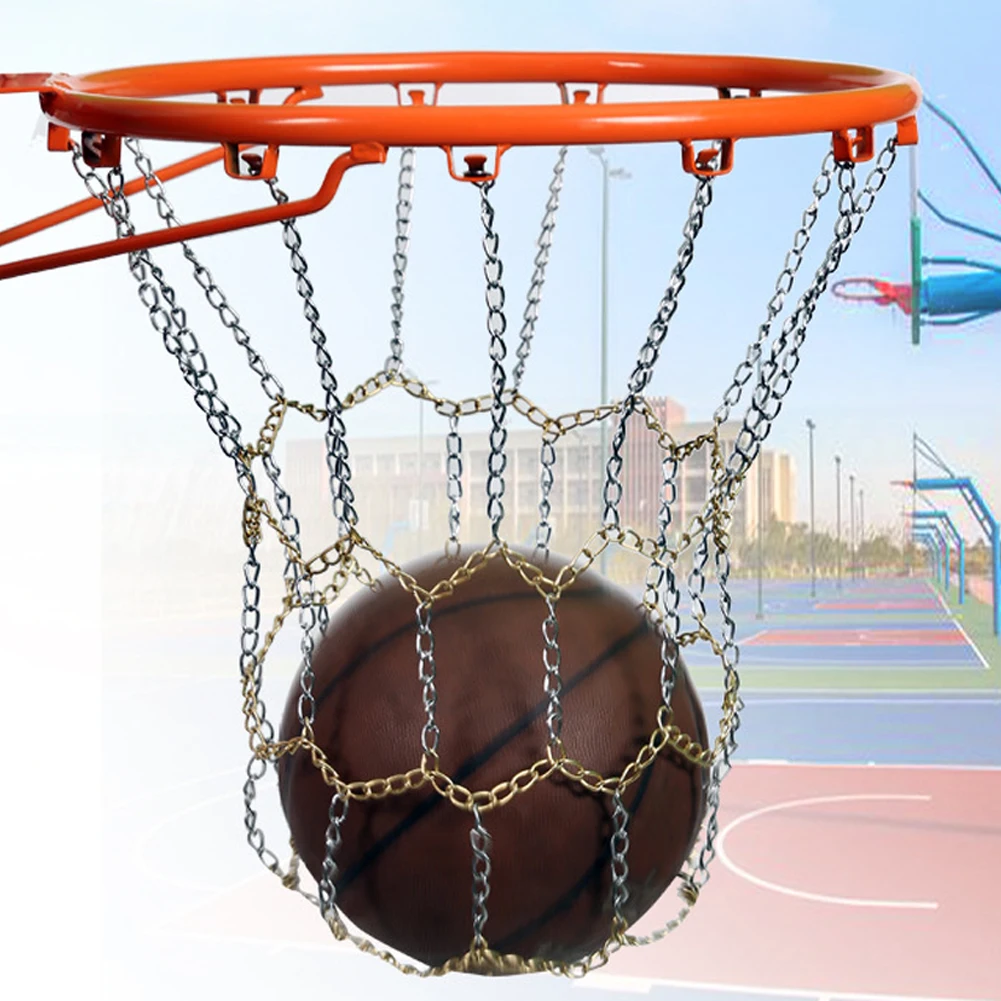 Basketball Net Rustproof Galvanized Iron Chain Net Metal Chain Basketball Net Fits Standard Indoor Or Outdoor Rims