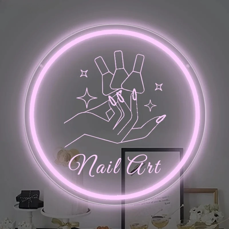 Nail Art Custom Neon USB Wall Light Switch Pink Single-Color Salon Studio Garage Party Decor Gifts Durable Decorative Signage