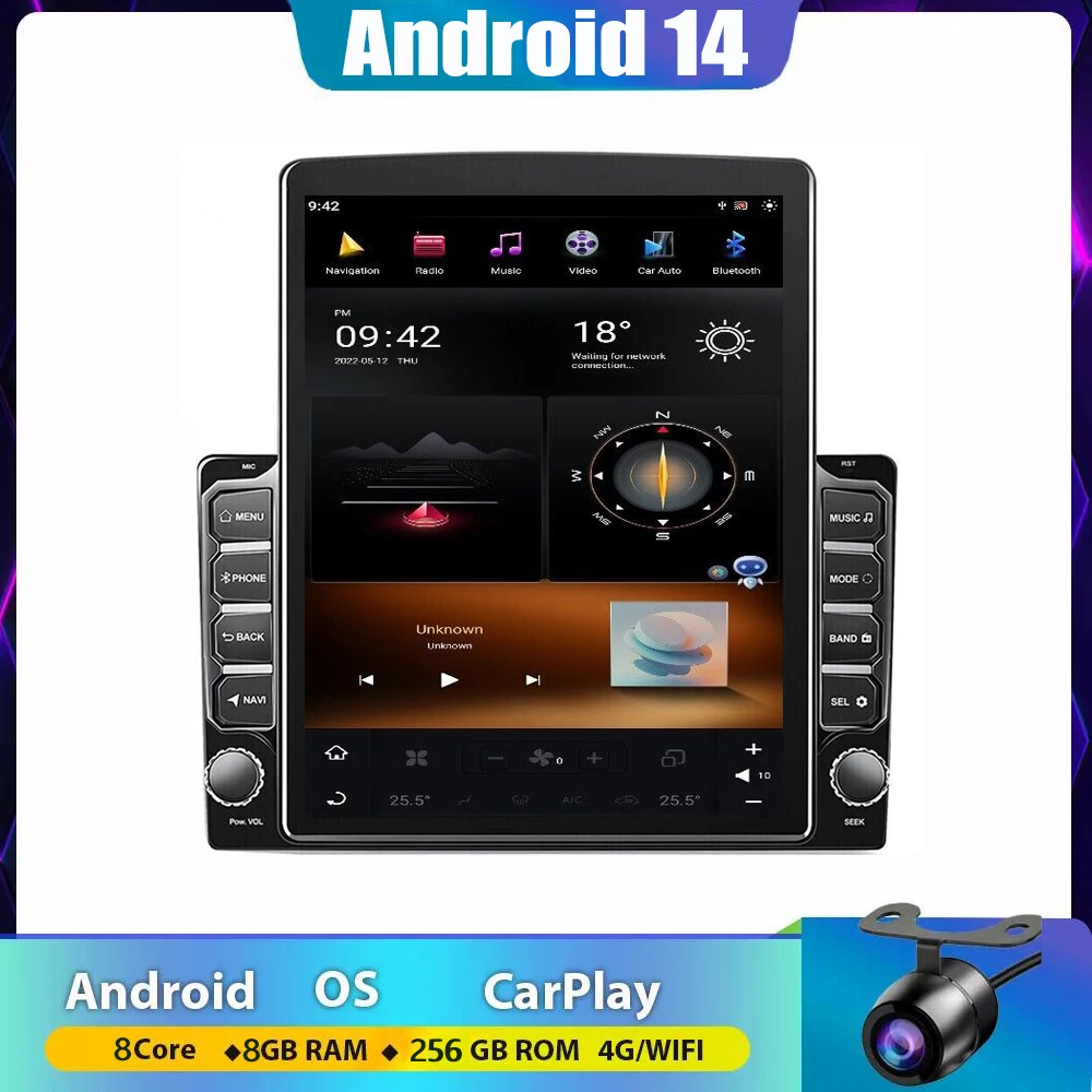 4G+WIFI Carplay Android 14 Auto Car radio Multimedia For Tesla Style 9.7