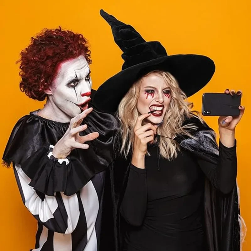 Halloween Heksenhoeden Zwart Plooien Tovenaar Hoed Voor Vrouwen Mannen Gemaskerd Feest Cosplay Rekwisieten Decoratie Carnaval Kostuum Accessoire