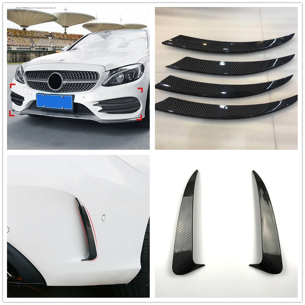 Front Bumper Side Intake Splitter Trim Cover & Rear Air Vent For Mercedes Benz C Class Sport W205 C43 C63 AMG 4 Door 2015-2018