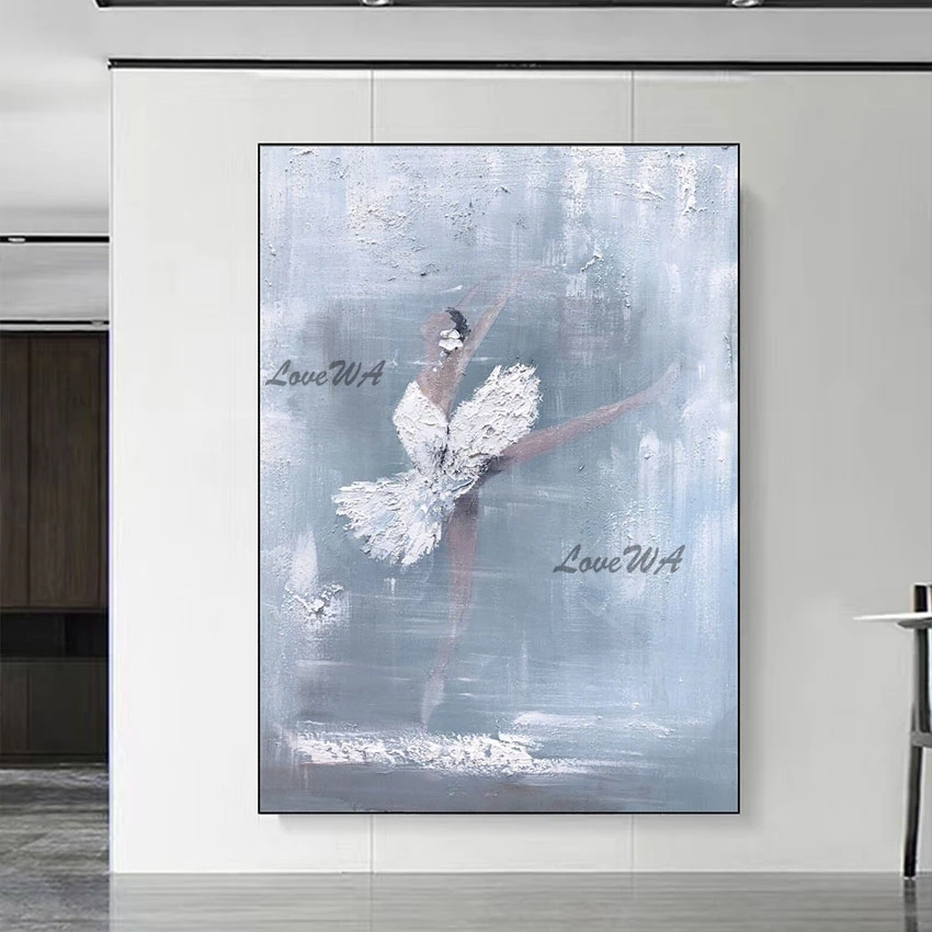 

Hand-painted Wall Art Acrylic Textured Abstract Ballet Dancing Girl Oil Painting Artwork Canvas Living Room Pictures Home Decor