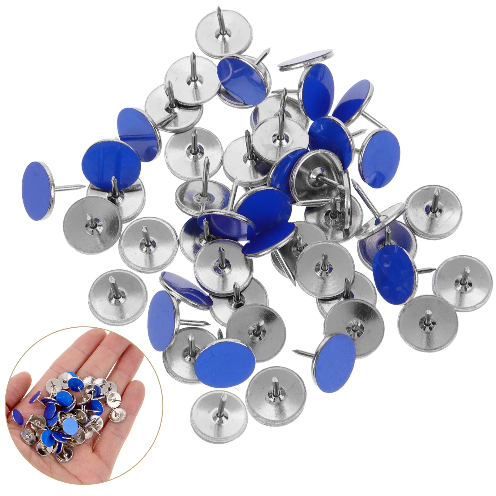 50 Pcs Portable Fan Reflective Pushpin Trailer Hitches Glow Thumb Pins Ground Anchor Blue Nylon