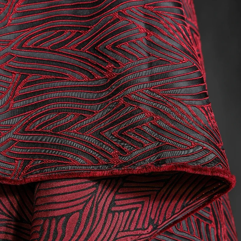 Tecido jacquard terracado vermelho entrelaçado textura côncavo convexo criativo casaco camisa saia roupas designer tecido