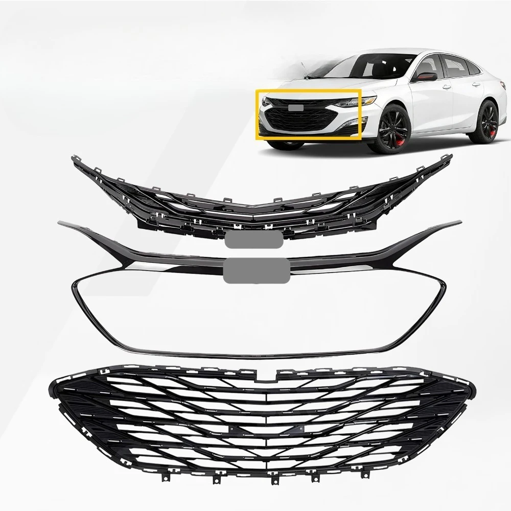 

Комплект решеток радиатора (верхняя и нижняя) для Chevrolet Malibu 2019-2025 без датчиков, 3 шт.