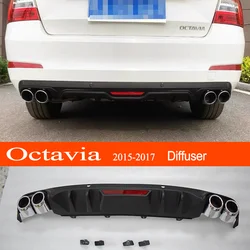 Octavia Car Rear Bumper Spoiler Diffuser Protector Lip With 4-outlet Decorative Exhaust Tips for Skoda Octavia 2015 2016 2017