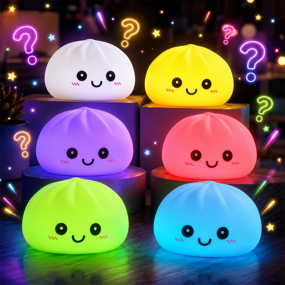 

2027 LED Bun Squishy, Glowing Stress Ball, Light-up Bubble Spitting Bun, Realistic Steamed Bun, Aesthetic Desk Decor