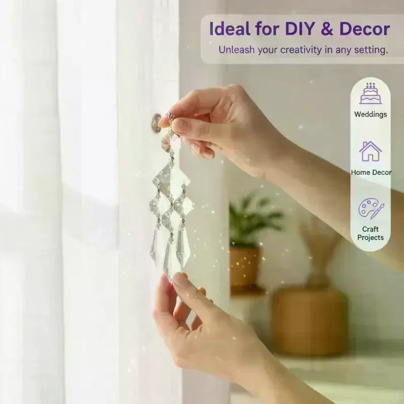 Gorgeous Glass Crystal Prism Suncatcher: Chandelier Parts Lucky Hanging Pendant Handmade Christmas Wedding