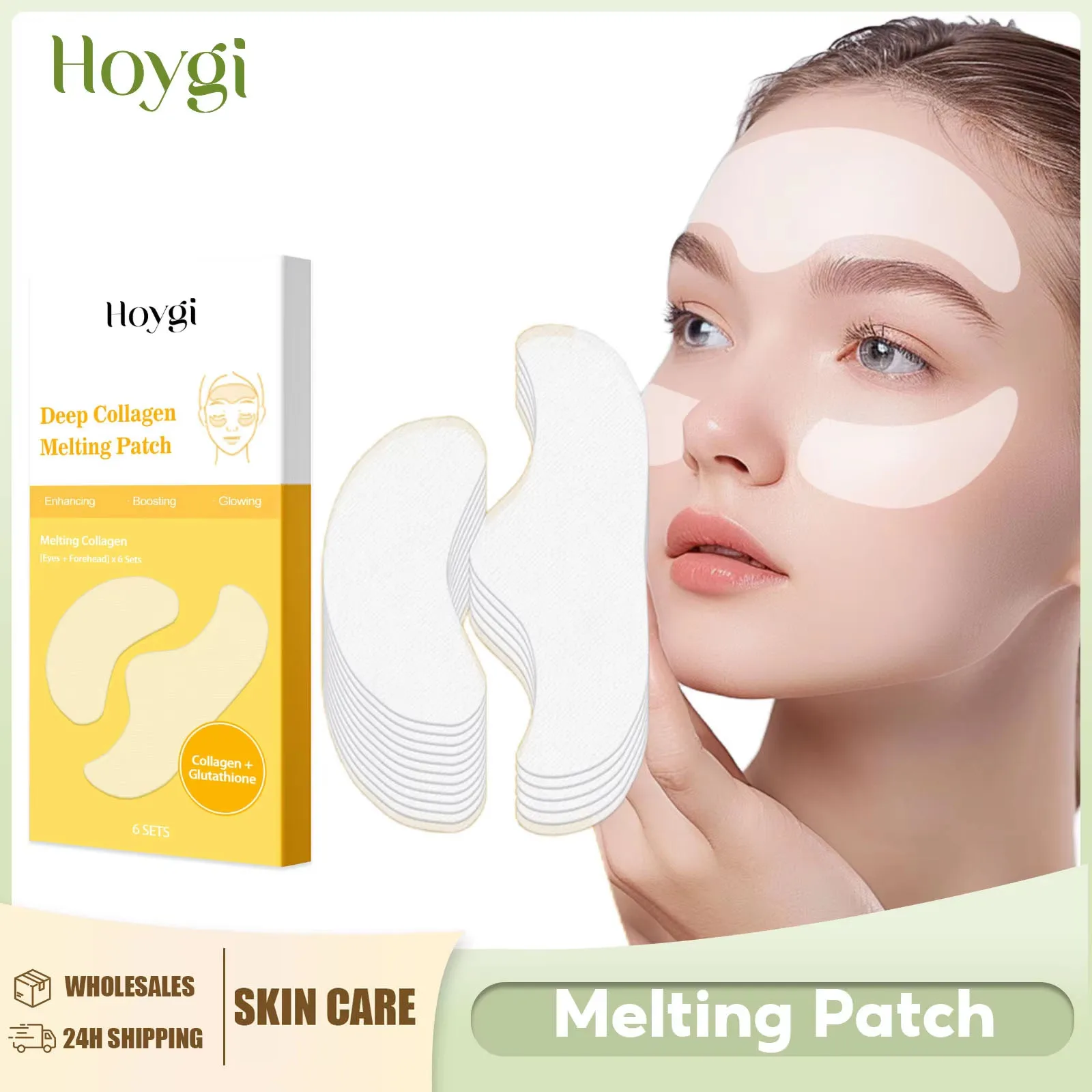 HOYGI Collagen Protein Patche Film Water Soluble Soluble Absorbable for Forehead Eye Area Moisturizing Essence Patch Face Care