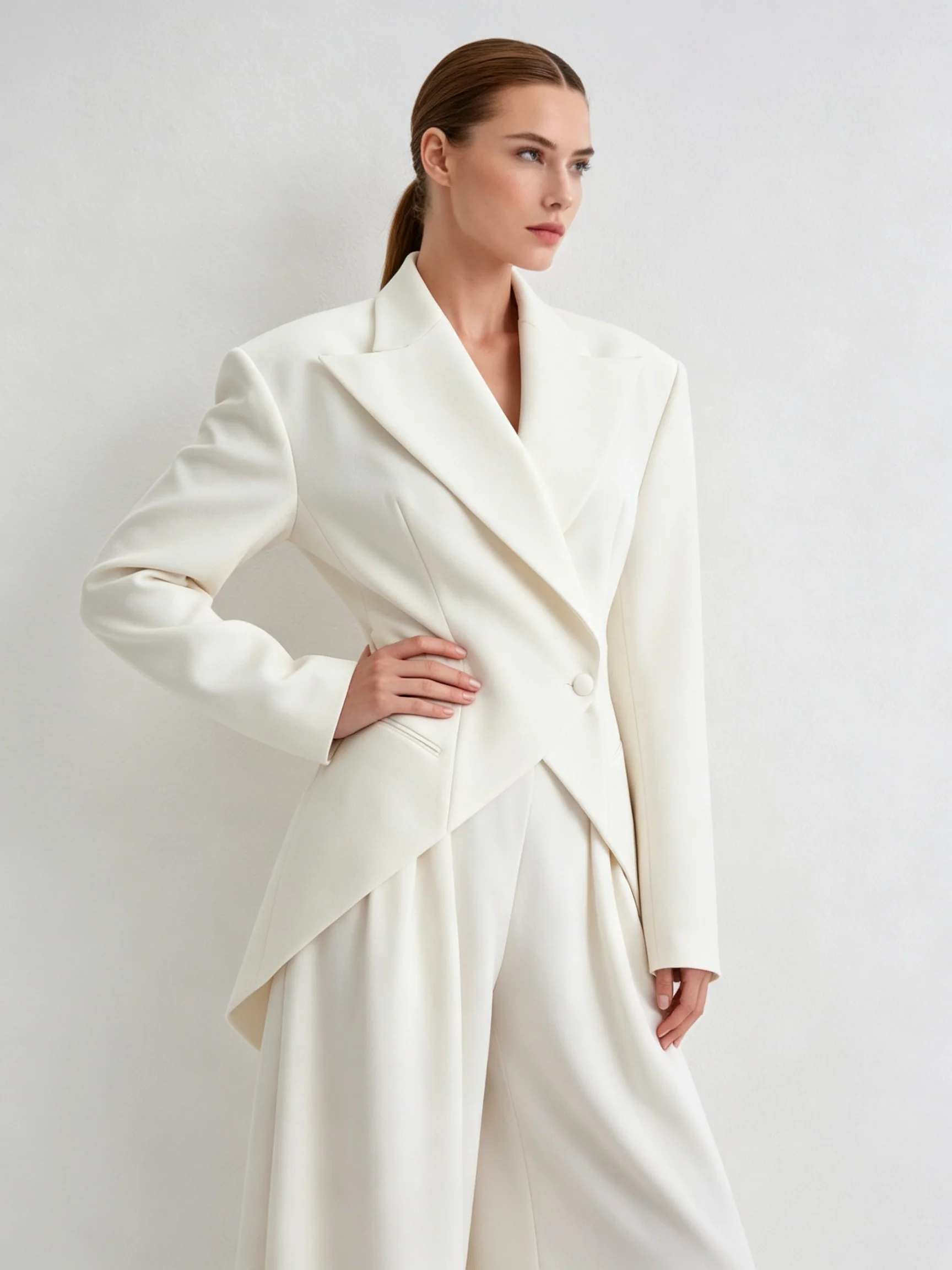 LIMO Irregular Hem Tailored Slim Fit Lapel Formal Office Lady Suit Blazer