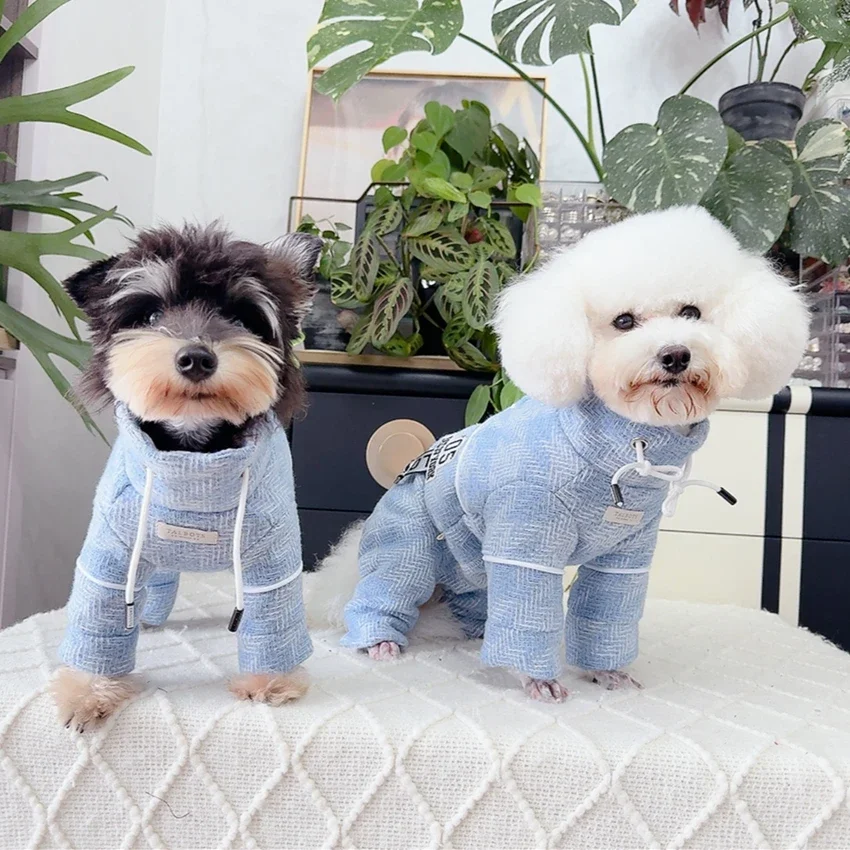 Winter Thick Cotton Pet Dog Clothes Four Feets Jumpsuits Fashion Casual Rompers For Small Medium Dogs Poodle Puppy Sportswear