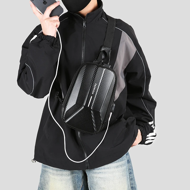 

Men's Chest Bag with 3D Hard Shell, Anti-Theft Combination Lock, Single Shoulder Crossbody Bag, MultifunctionalUSBCycling bag
