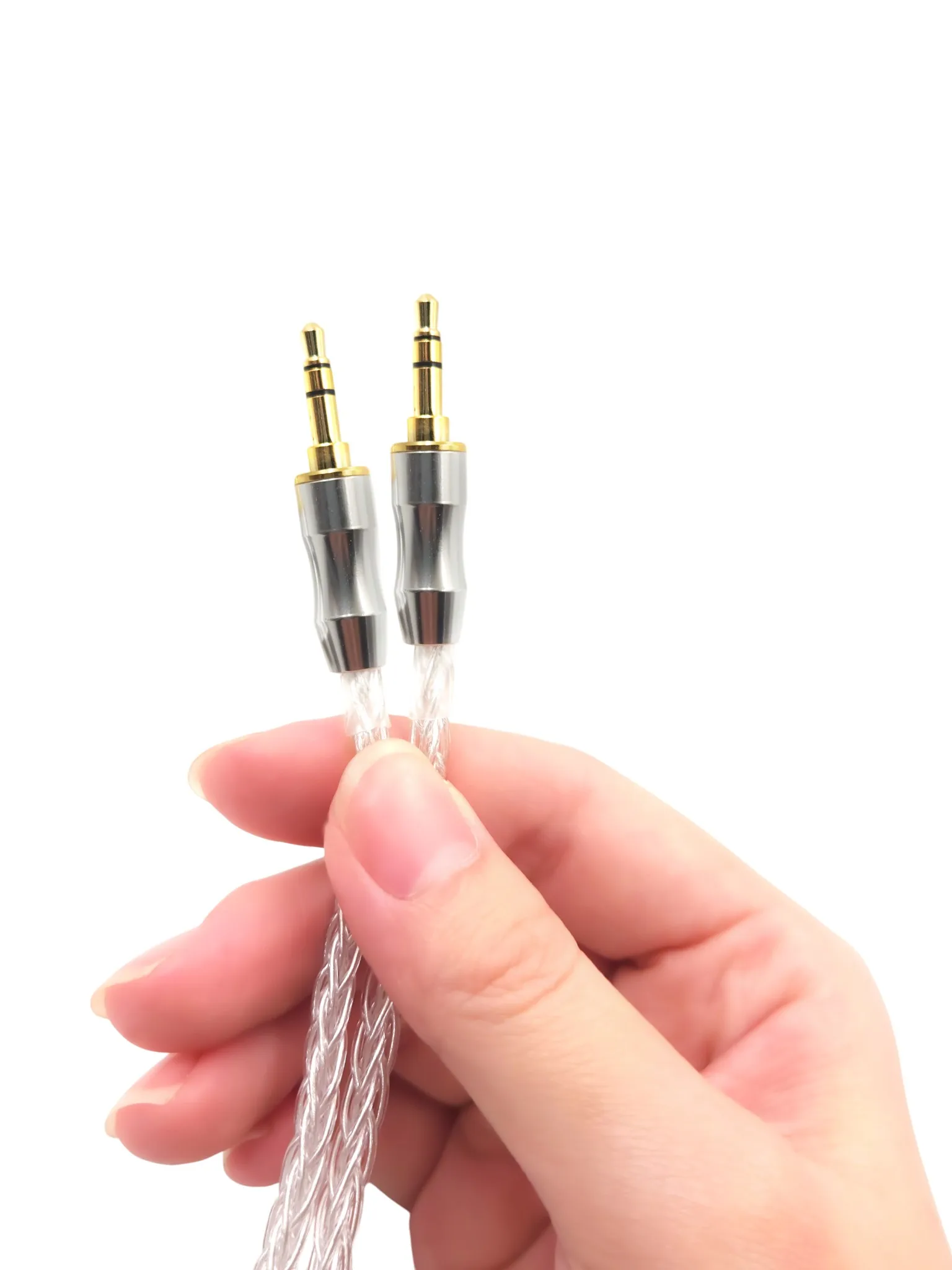 Cable de audio AUX trenzado de plata pura de 8 núcleos de 3,5 mm a 3,5 mm para auriculares DAC AMP