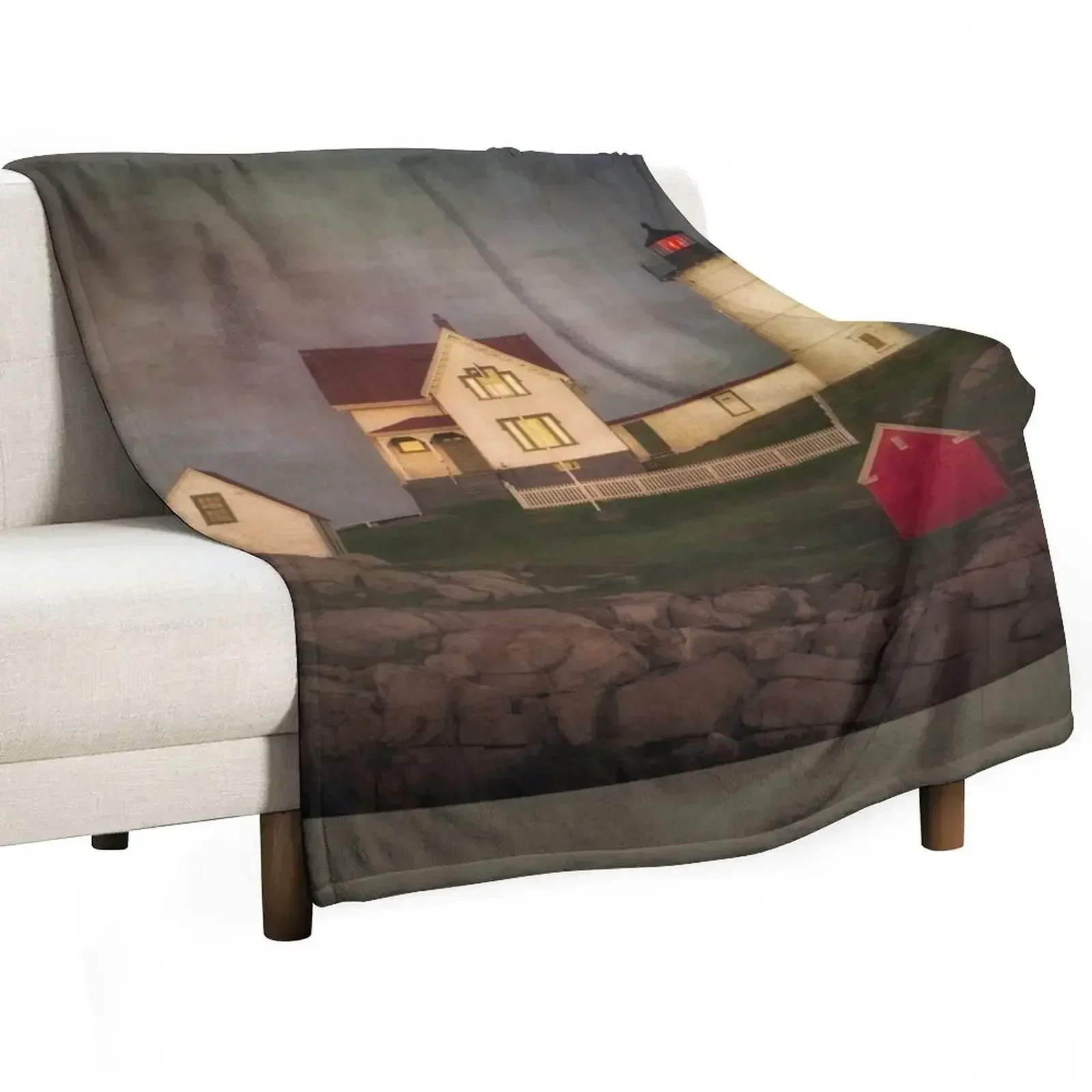 

Nubble Lighthouse Texture Throw Blanket Custom manga Decoratives Blankets