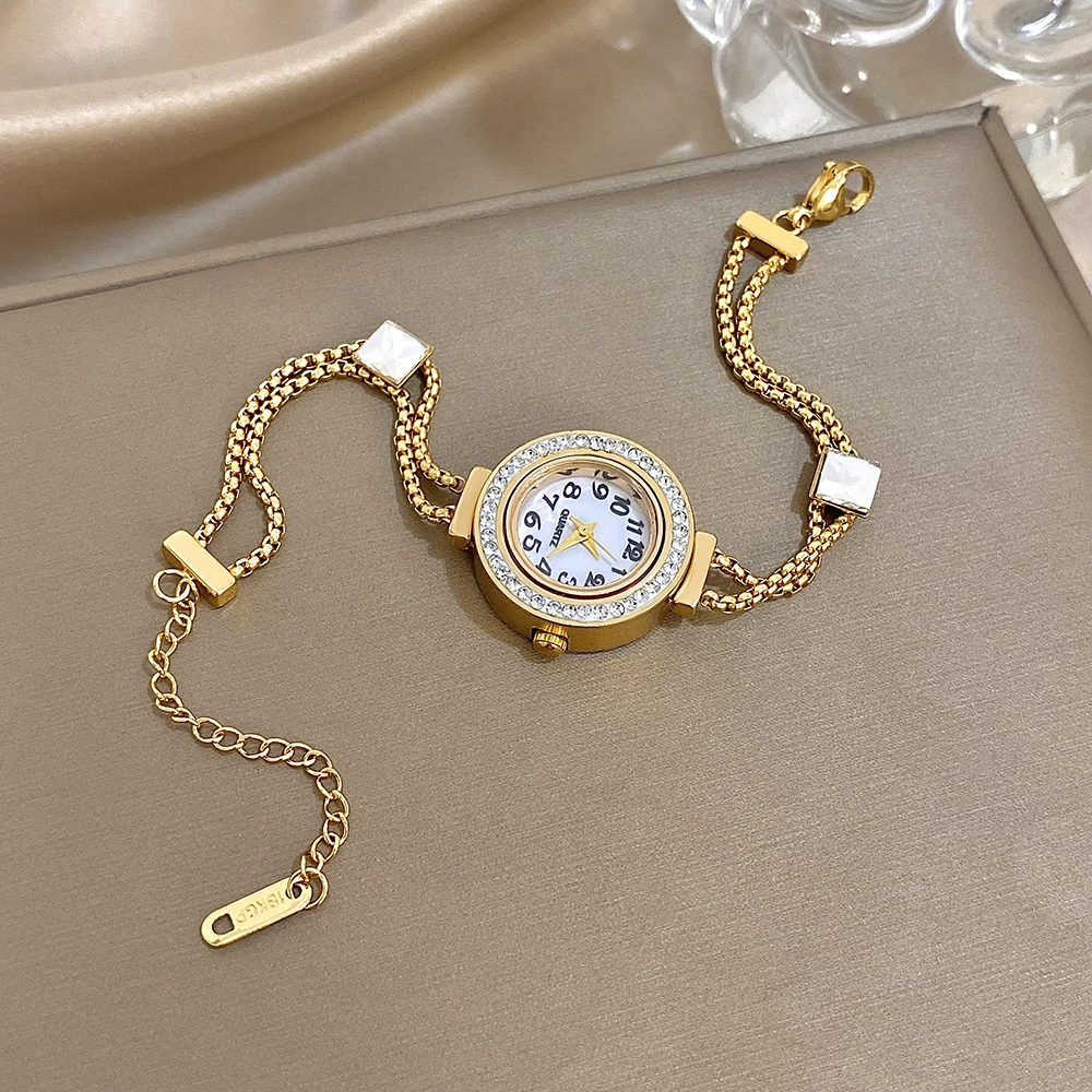 

Freetry Luxury Stainless Steel Bracelet for Women Exquisite Shinny Rhinestone Dial Watch Strap Chain Bracelet Hand Jewelry Gift