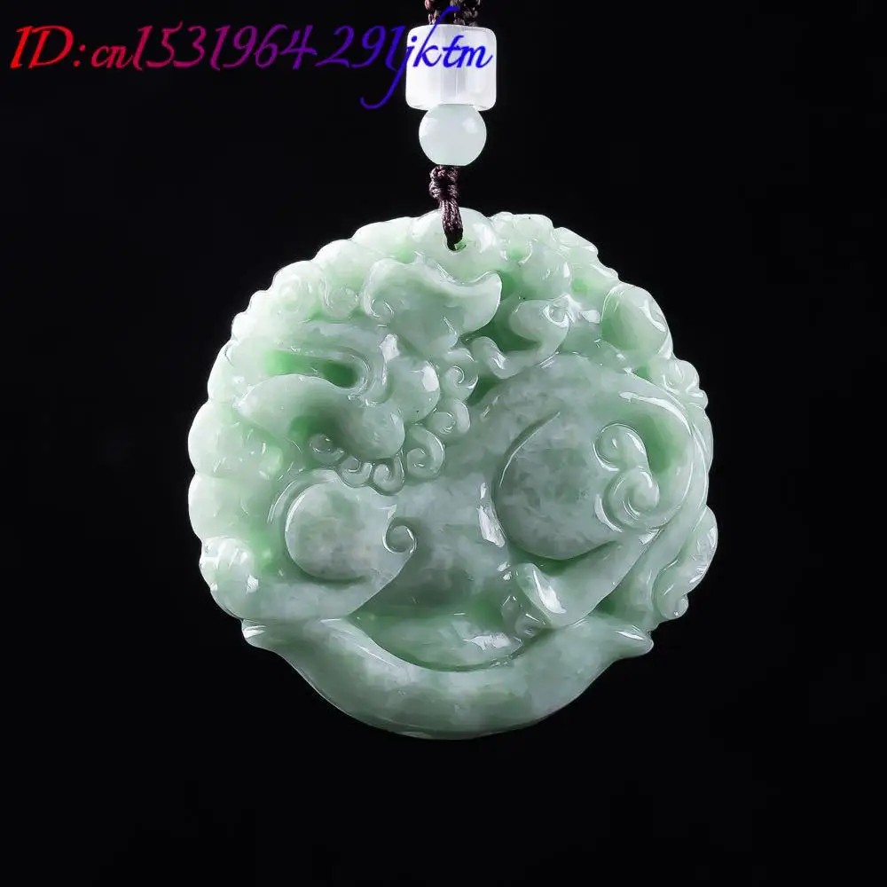 Natural Myanmar Jadeite Pixiu Pendant Necklace Carved Amulet Fashion Real Jade Talismans Accessories Designer Gifts for Women view 5