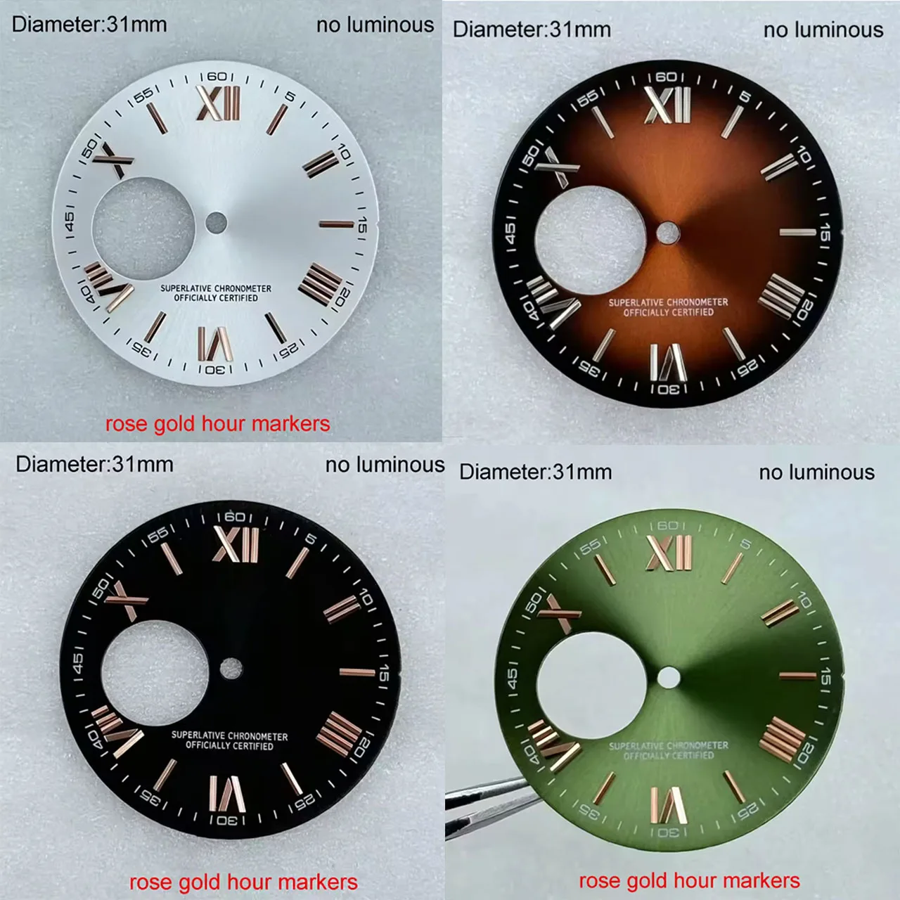 31mm NH38 S Logo Dial Blue Pink Gold Open Heart S Dial For NH38 Movement Skeleton Roman Dial Nh38 Date_Just Modification Parts