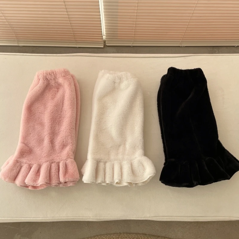 

Women Winter Plush Leg Warmers Warm Ruffled Hem Foot Cover Socks