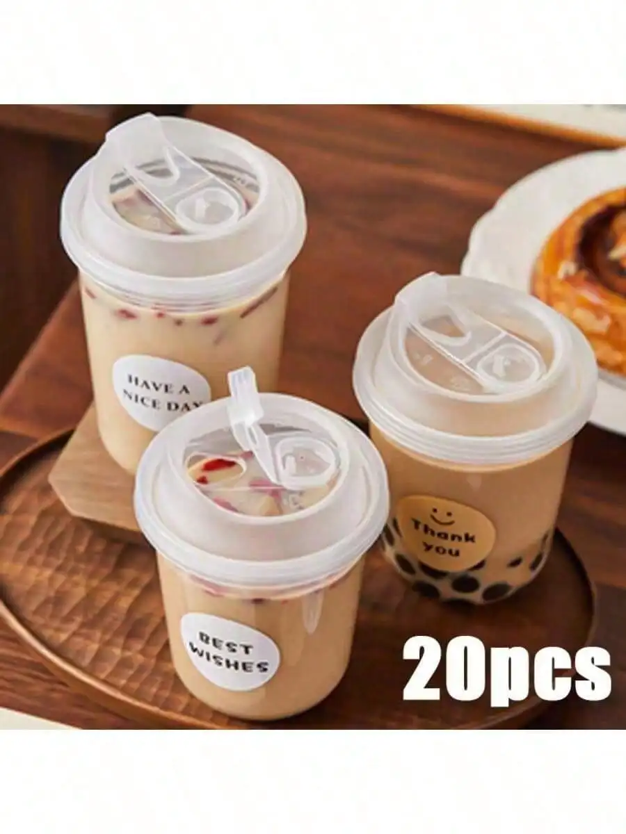 20pcs 16 Oz Disposable Coffee Cups With Lids: Leak - Proof, Convenient For On - The - Go Coffee & Beverages – Sturdy, Practical For Home, Office & Cafes, Must - Have Drinkware For Busy Lifestyles
