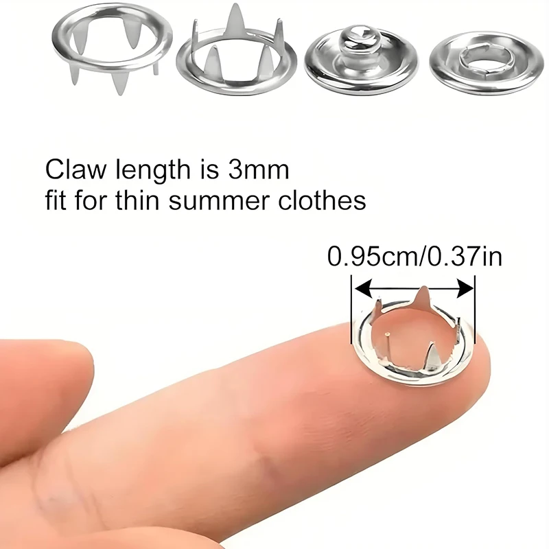 Druckknopf-Set mit Handdruckzange, 50 Stück Druckknöpfe, Metall-Druckknöpfe zum Nähen, Nietknöpfe für DIY-Bastelarbeiten, Kleidung, Hüte, Werkzeugset – Detail 4