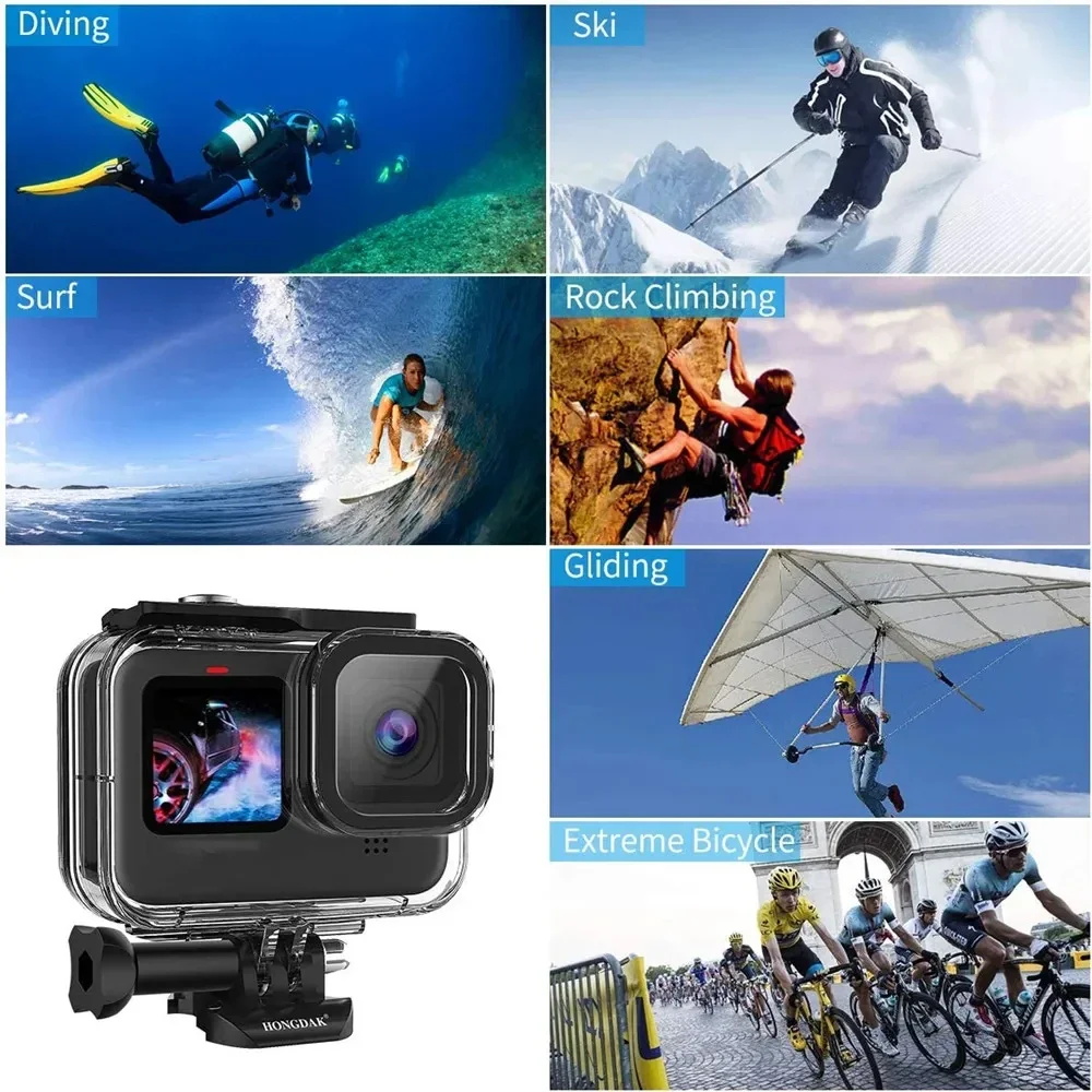 Waterproof Housing Case For Gopro 12 11 10 9 Diving Protective Cover Lens Filter Buoyancy Rod Action Camera Accessory