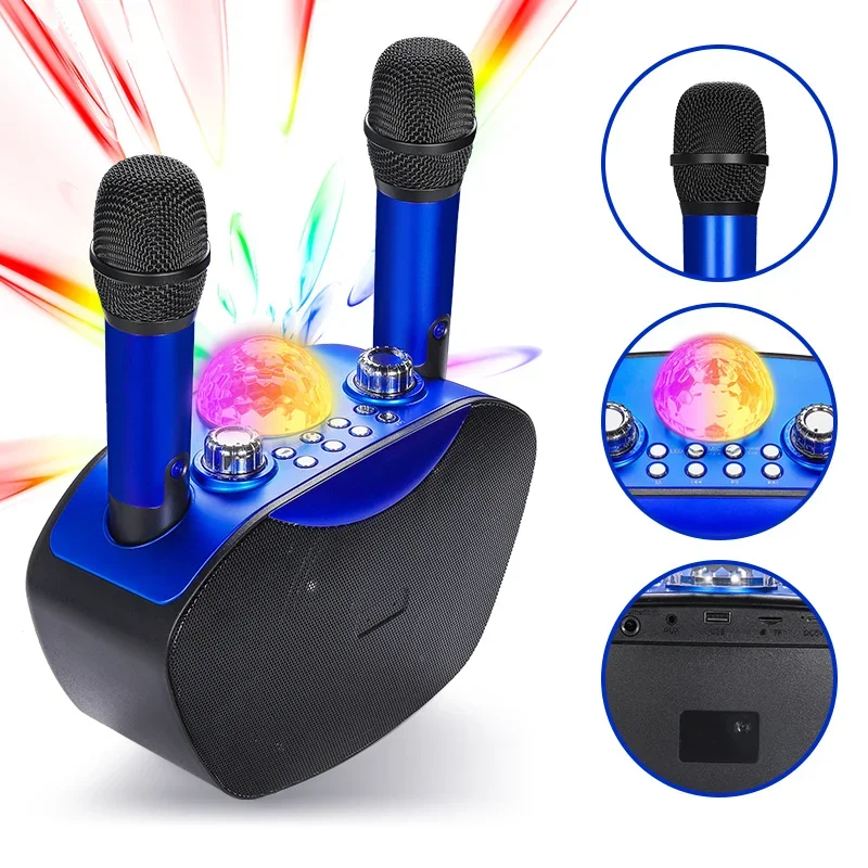 Colors light changing Mini bluetooth karaoke speakers wireless microphones home theatre system for family theater karaoke ktv