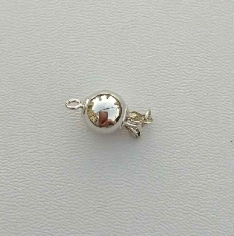 Fermoir Rond en Argent Sterling 925 Plaqué Rhodium pour Collier de Perles, Composants de Bricolage