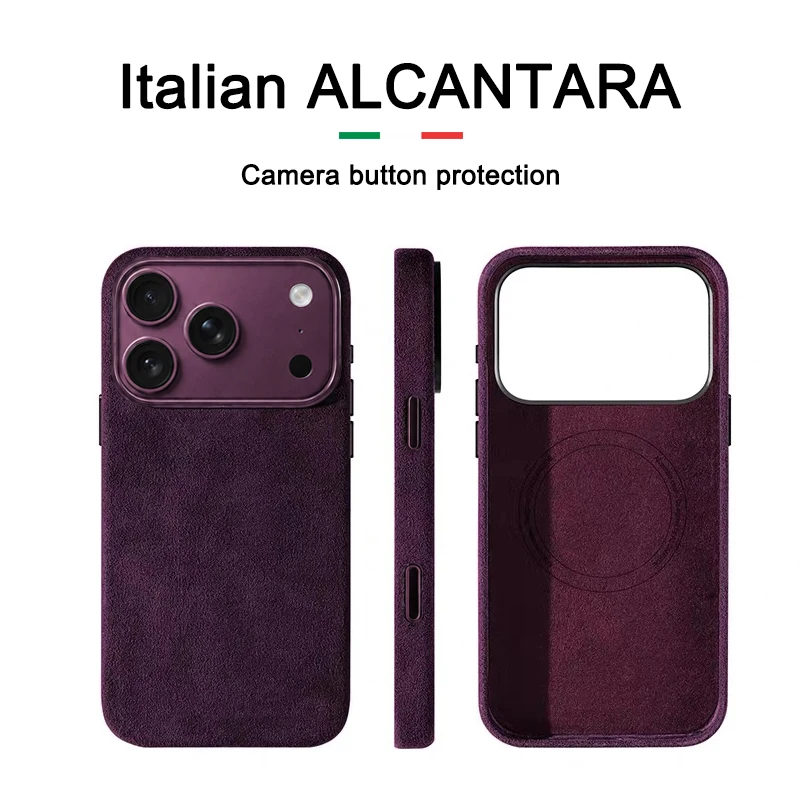 For Alcantara Case For iPhone 18 17 Pro Max with Camera Shooting Button Protector Magsafe leather Cover for IPhone 17 Pro Max