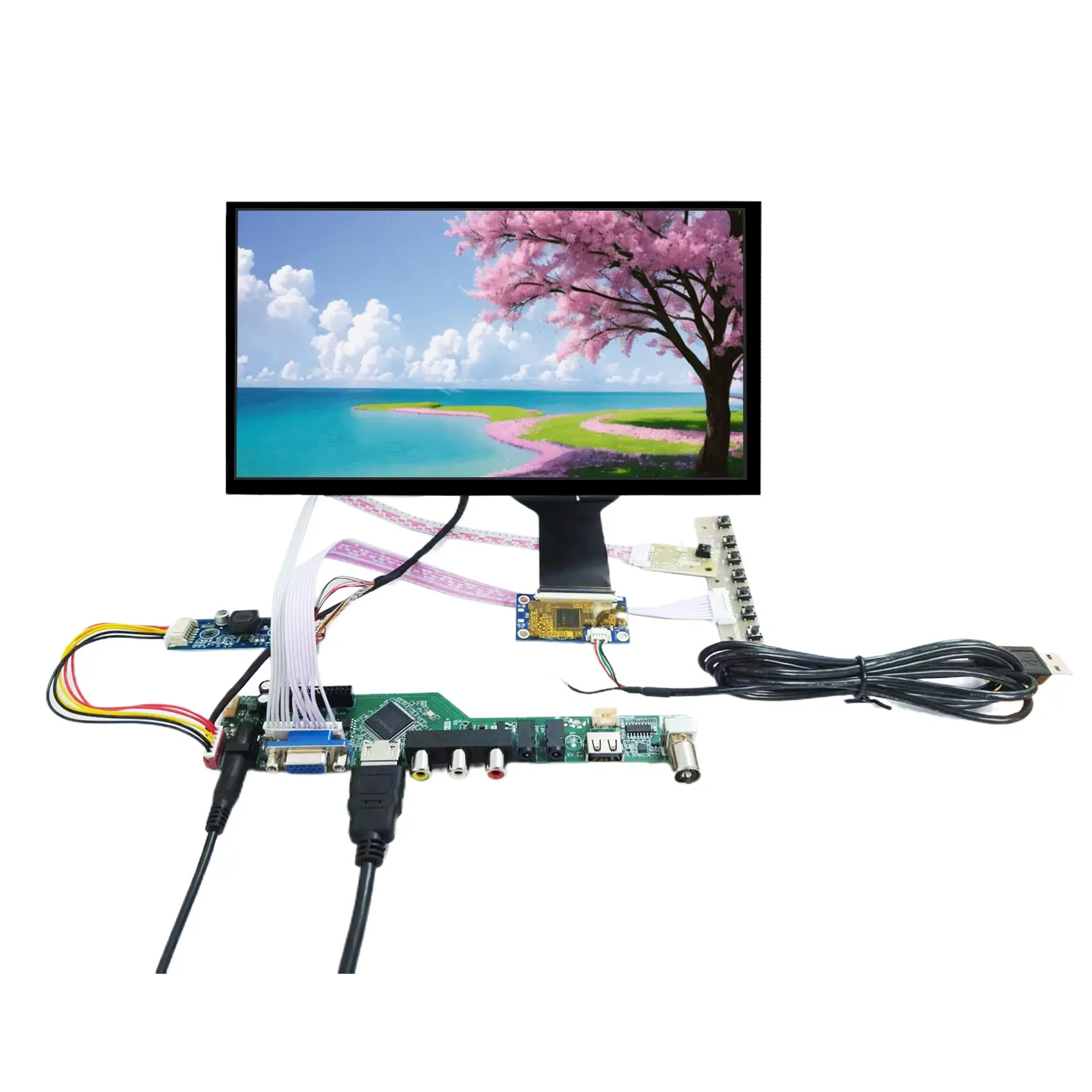 

H/D VGA AV USB LCD Board 10.1" 1280X800 1000nit Resistive Touch LCD Panel Screen