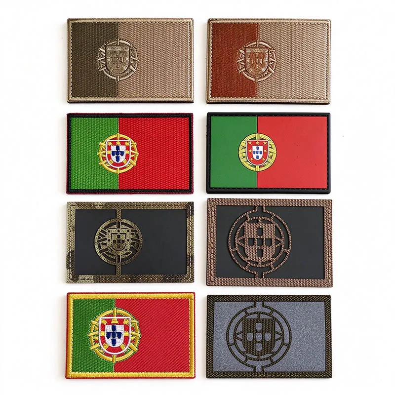 1PC/2PCS Portugal Flag Morale Badge IR Reflective Embroidered Tactical Patch Hook & Loop Military Applique For Backpack Vest