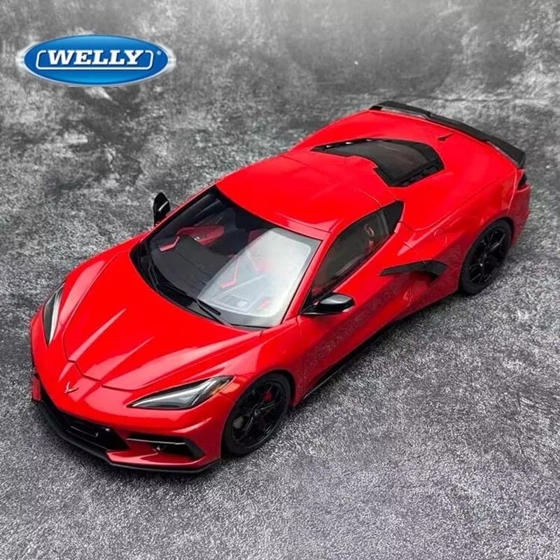 WELLY 1:24 Chevrolet Corvette Z06 Alloy Sports Car Model Diecast Metal Racing Car Vehicles Model Simulation Collection Kids Gift