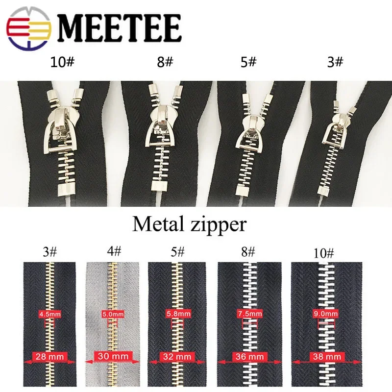 10Pcs 3# 5# 8# 10# Zipper Slider for Metal Zippers Tapes Bag Garment Luggage Decor Zip Pull Repair Kit DIY Sewing Accessories