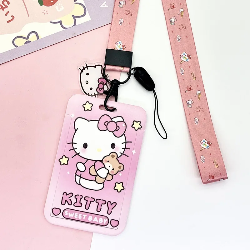 Sanrio Hello Kitty Card Holder Schoolgirl Cartoon Melody Kuromi PVC Sliding Cover Anti-degaussing Multi-function Card Sleeve