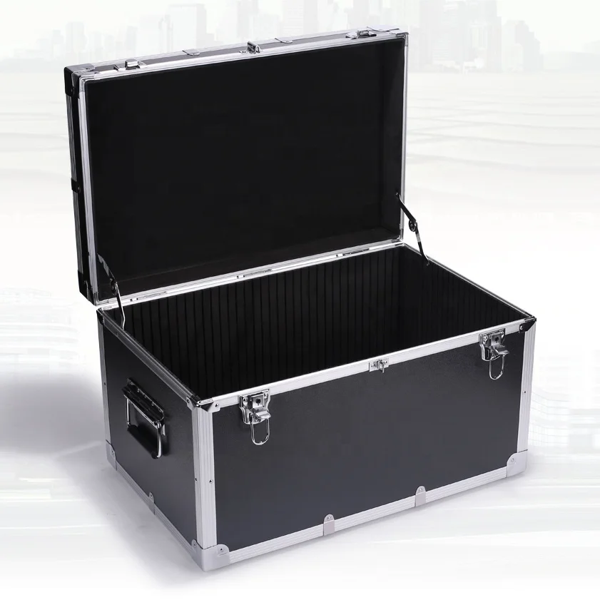 xx-Custom Large Black Aluminum Flight Carrying Tool Case Aluminum Road Cases Transportation Tool Box Plywood Flight Case
