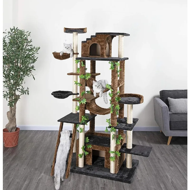 Multilevel Cat Tree Tower with Plush Perches and Multiple Scratch Posts