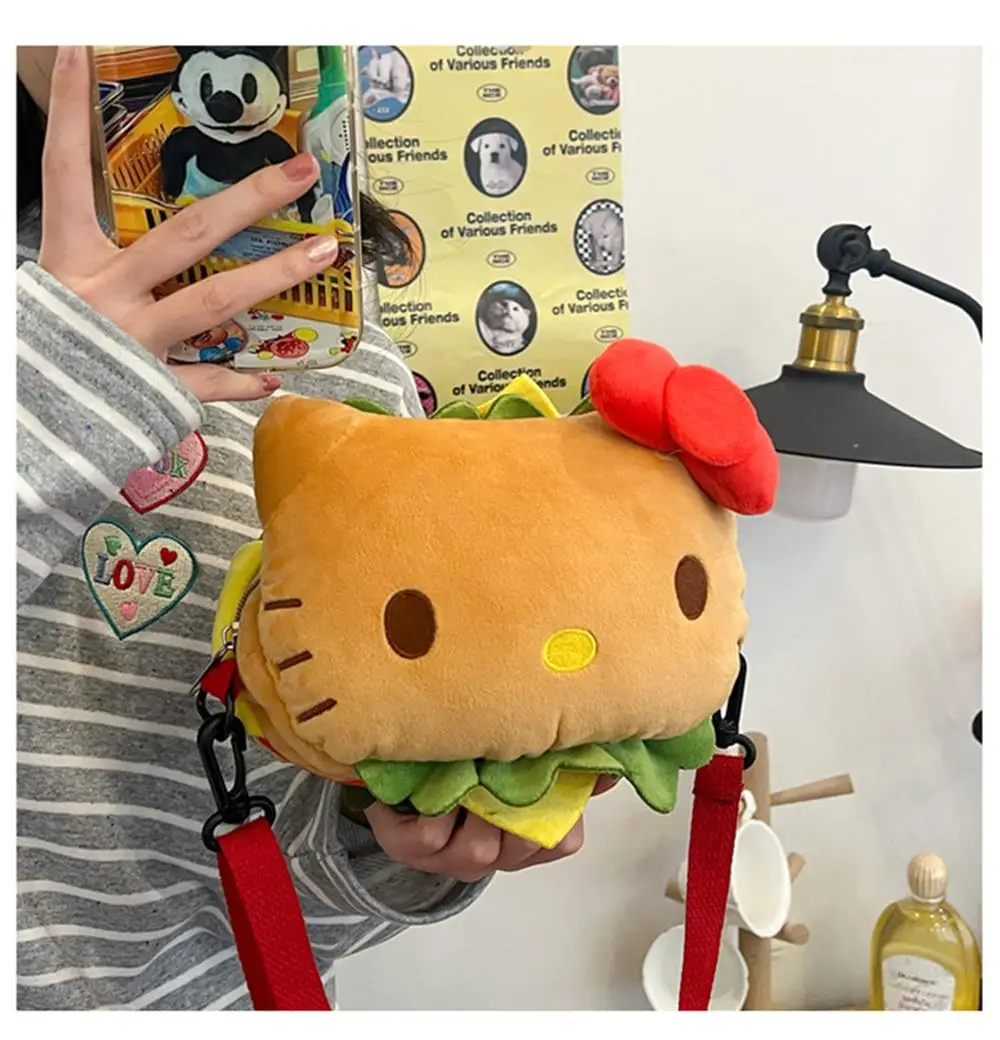 

Cartoon Burger, Hello Kitty, Cute Plush Bag, Doll Crossbody Bag, Girl Student Casual Shoulder Bag