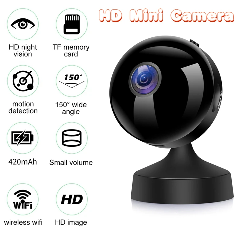 

1080P HD Mini Camera Wifi Wireless Smart Home Two-way Voice Small Camcorder Night Vision IP Remote View Motion Detection Alarm