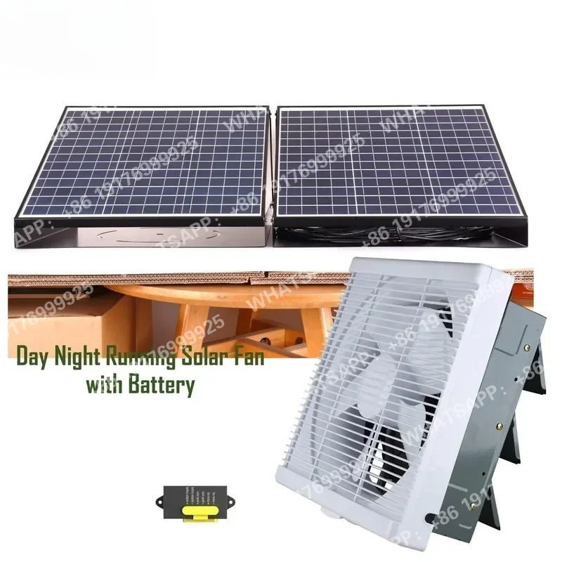 Greenhouse HVAC Eco Air Ventilation Tools 10'' Solar Panel Battery Powered 24/7 DC Wall Mount Fan Green Energy Heat Exhaust
