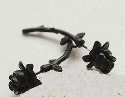 Gothic Black Rose Thorns Branch Stud Bramble Thistles Earring Goth Jewelry