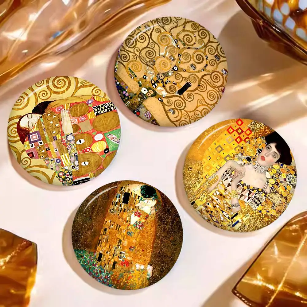 Classic Gustav Klimt Round Button Pins Slogan Creative Brooches Backpack Clothes Decoration Fashion Cartoon Jewelry Gifts