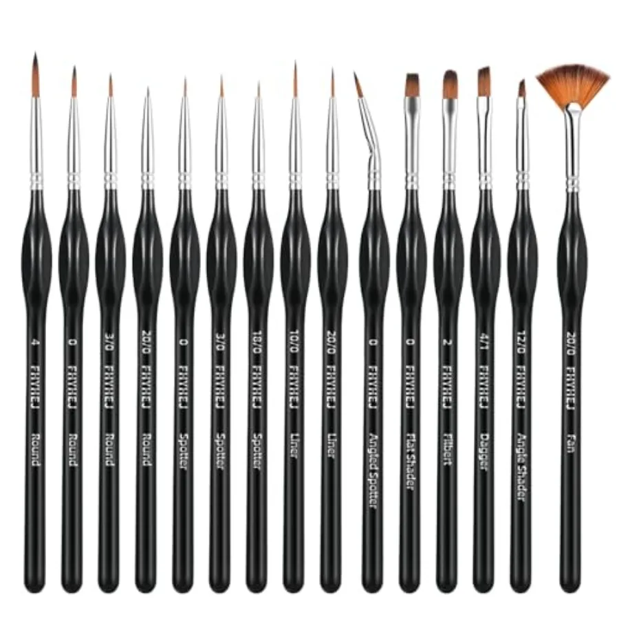 Detail Paint Brushes Set, 15PCS Miniature Paint Brushes for Fine Detailing, Micro Detail Brushes for Acrylics, Watercolors, Gou